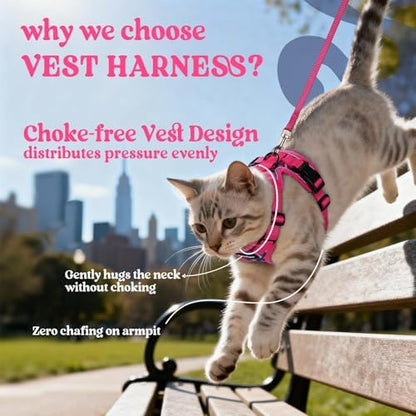 rabbitgoo Cat Harness and Leash Set, Escape Proof Vest, Coconut Fuchsia - Image 3