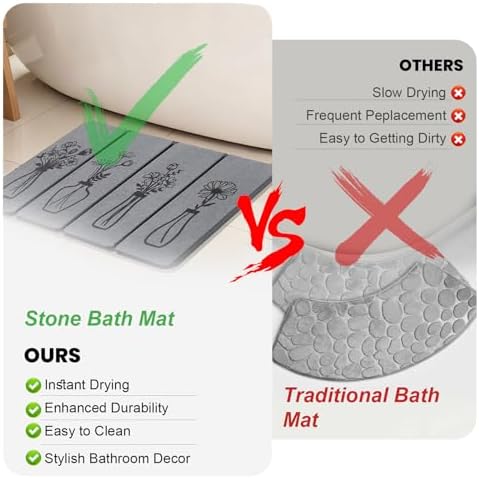 Gray Fast Drying Diatomaceous Foldable Stone Bath Mat - Image 4