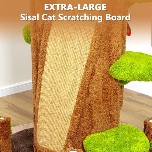 88.6" Extra Large Solid Wood Cat Tree Tower – Multi-Level Indoor Cat Condo - Image 6