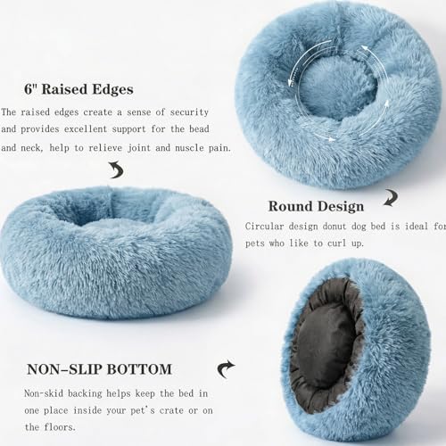 nononfish Fluffy Donut Dog Bed for Small Dogs, Cozy Plush Pet Bed - Image 5