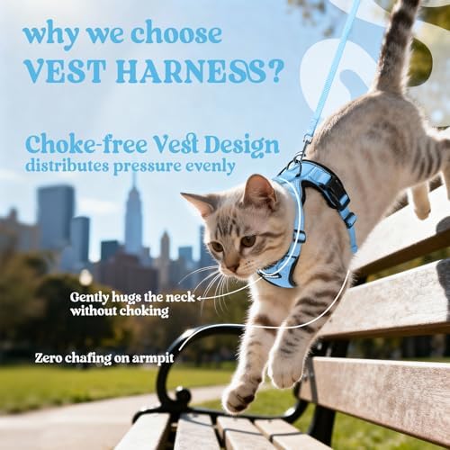 rabbitgoo Cat Harness and Leash Set, Escape Proof Vest, Light Blue - Image 3