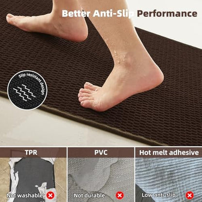 TYUU Bathroom Runner Rugs, Long Bath Mat Runner Washable Thin Quick Dry Low - Image 4