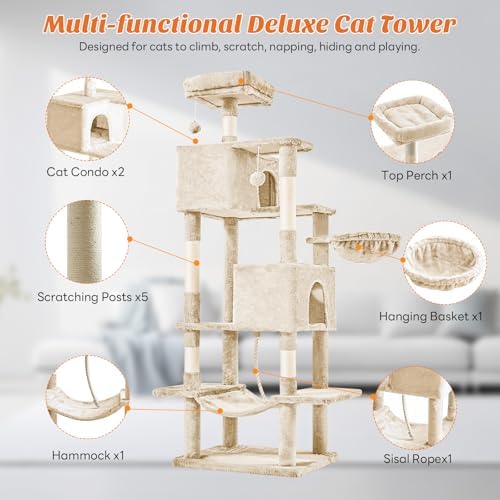 DUMOS 66 Inch Large Cat Tree Tower - Image 3