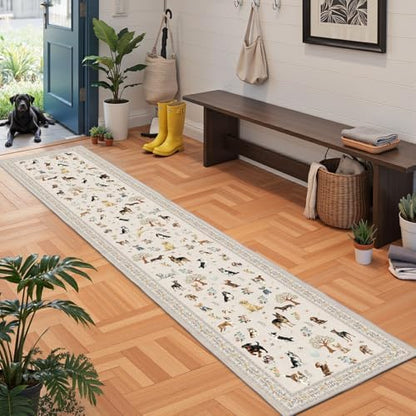 Beige Floral Hallway Runner Rug 2x10 - Image 3