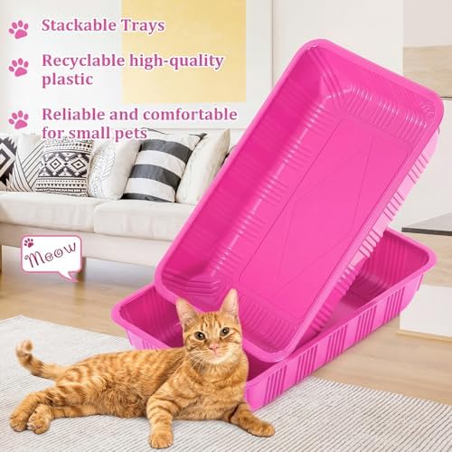 Tessco for you 30 Pack Disposable Litter Boxes for Cats, Rose Red - Image 6