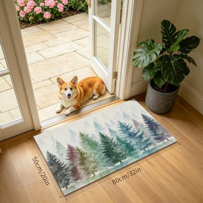 Giwawa Pine Tree Bath Rug Natural Forest Fog Washable Bathtub Mat Non Slip - Image 3