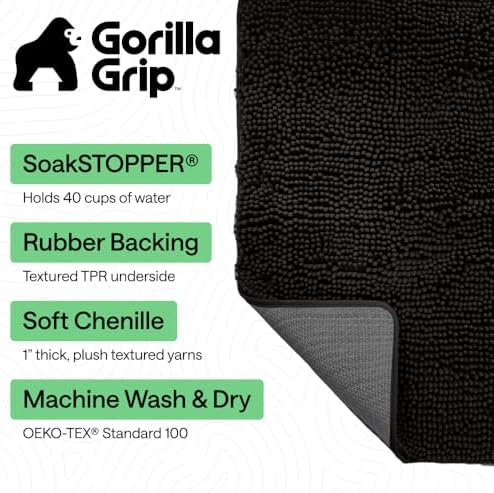 GORILLA GRIP SoakSTOPPER Dog Door Mat, Machine Wash and Dry, 48x30 Black - Image 3
