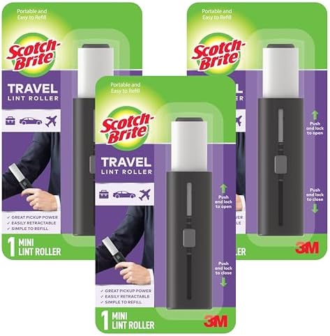 Scotch-Brite Retractable Lint Rollers 3-Pack, Portable Travel-Size Lint Removers by Scotch-Brite