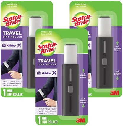 Scotch-Brite Retractable Lint Rollers 3-Pack, Portable Travel-Size Lint Removers by Scotch-Brite