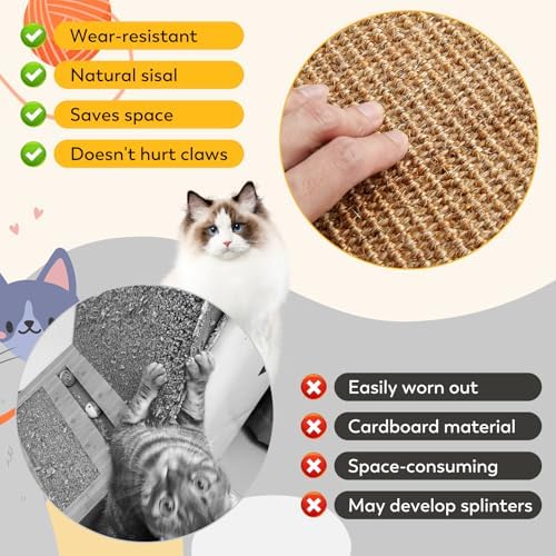 2PCS Natural Sisal Fabric Large 23.6" x 15.7" Cat Scratching Pad - Image 2