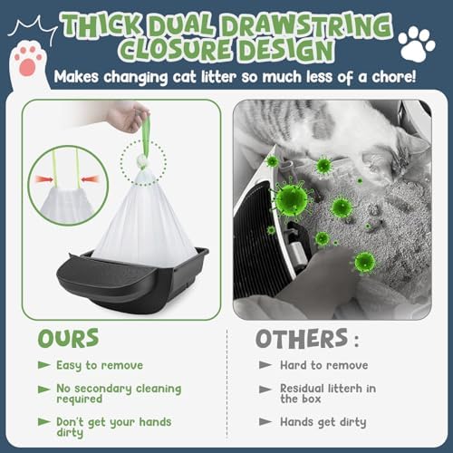 120 Pack Litter Box Robot 3 4and 5 Waste Bags, 1.5 Mils Thick Drawstrings - Image 3