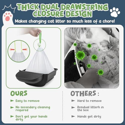 120 Pack Litter Box Robot 3 4and 5 Waste Bags, 1.5 Mils Thick Drawstrings - Image 3