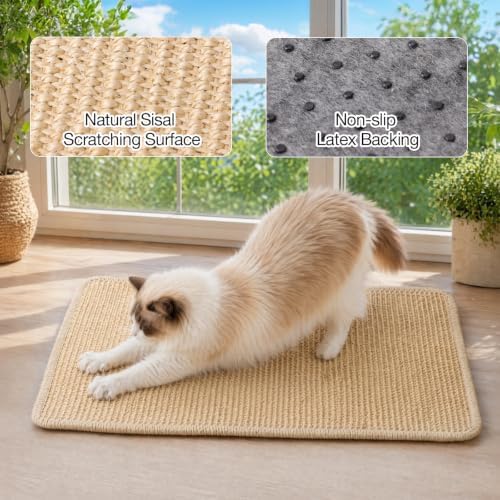 Wall & Floor Mount Cat Scratcher Pad, 23.6 × 15.7 inch Sisal Mat - Image 3