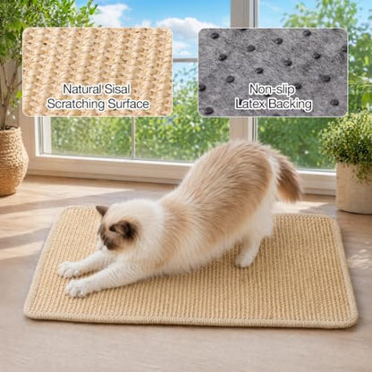 Wall & Floor Mount Cat Scratcher Pad, 23.6 × 15.7 inch Sisal Mat - Image 3