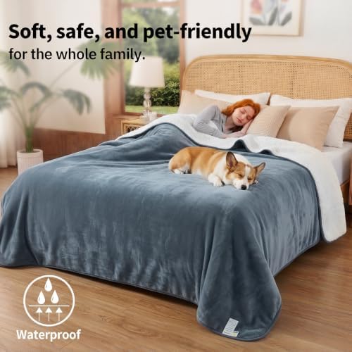 Sunheir Waterproof Blanket for Bed, Reversible Soft Flannel Twin Bed Blanket - Image 4