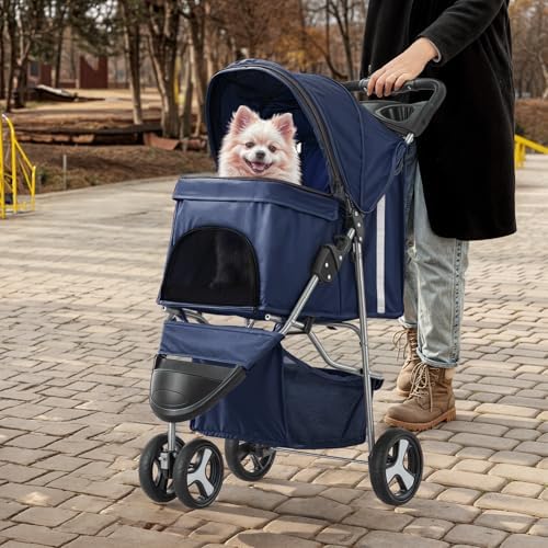 MoNiBloom Pet Stroller for Small/Medium Dogs and Cats up to 33 lbs - Image 4