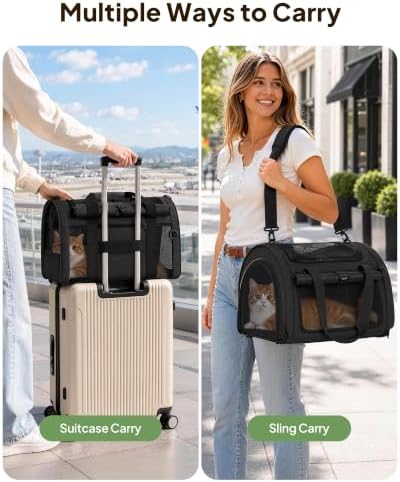 Backpackable Cat Carrier 17"x11"x11", Soft-Sided Collapsible Pet Carrier - Image 3