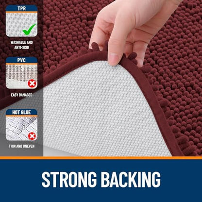 OLANLY Small Bathroom Rugs 24x16, Soft Absorbent Chenille Bath Rugs, Rubber - Image 6