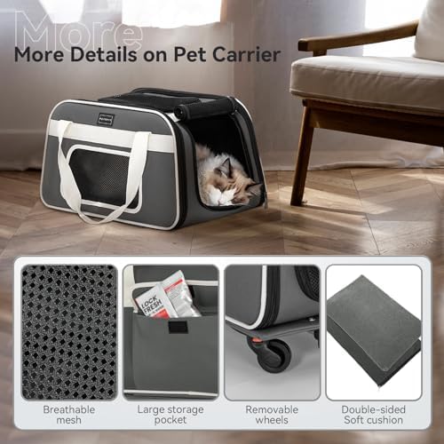 Petsfit Cat Carrier with Wheels, Removable Spinner Wheels - Image 6