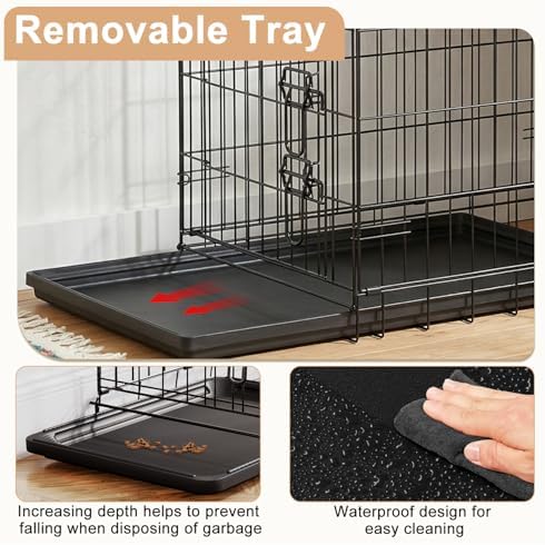 FDW | 36" Foldable Metal Dog Crate | Black | Cage - Image 6
