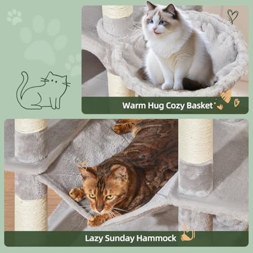 Taoqimiao Heavy-Duty Cat Tree, 71 in Cat Tower - Image 6