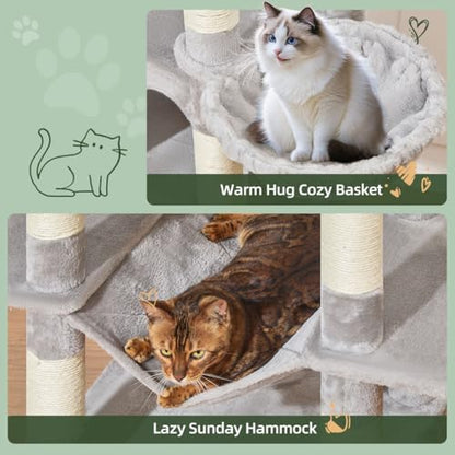 Taoqimiao Heavy-Duty Cat Tree, 71 in Cat Tower - Image 6