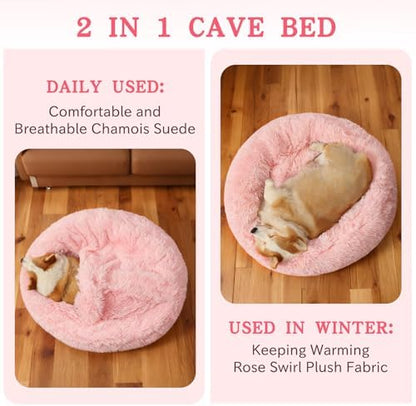 NOYAL Calming Donut Dog Bed, Hooded Cave - Image 2