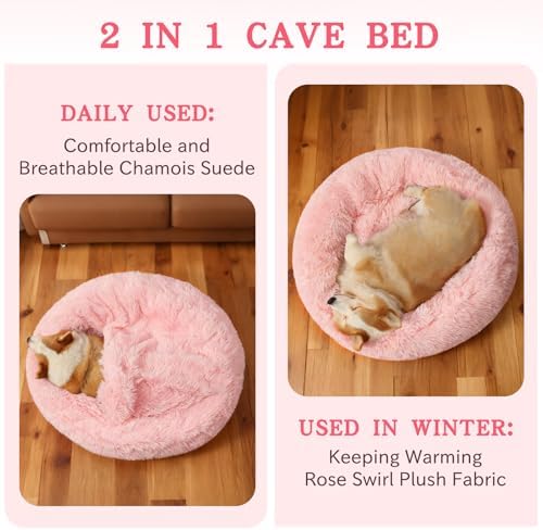 NOYAL Calming Donut Dog Bed, Hooded Cave - Image 2