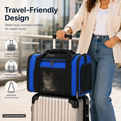 Pet Carrier for Cats and Dogs Up to 15 lb, Sapphire Blue - Image 6