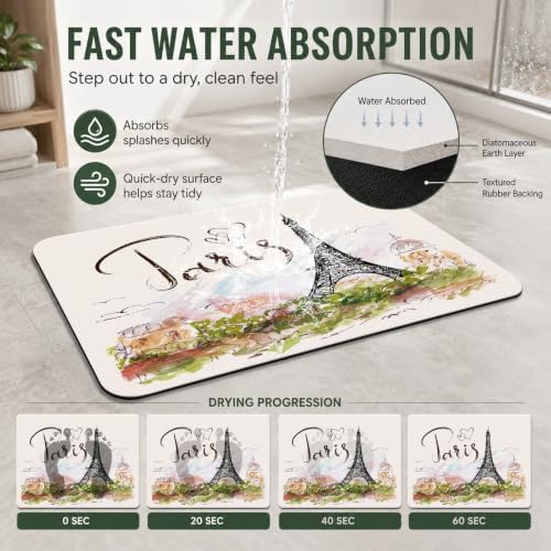 Natural Diatomaceous Earth Bath Mat, Ultra Thin Quick Dry Floor Rug - Image 4