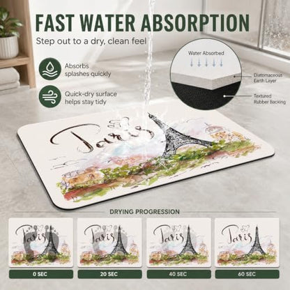 Natural Diatomaceous Earth Bath Mat, Ultra Thin Quick Dry Floor Rug - Image 4