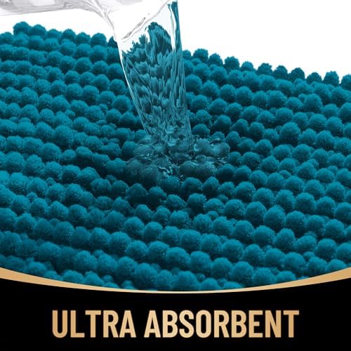 OLANLY Thick Chenille Large Bathroom Rugs Mats 70x46, Peacock Blue - Image 3