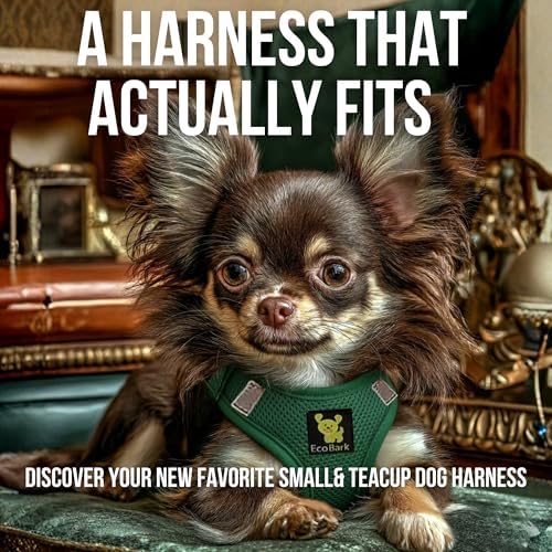 EcoBark Teacup Dog Harness, Step in Mesh Dog Harness, Forest Green - Image 5