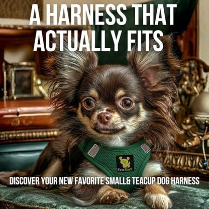 EcoBark Teacup Dog Harness, Step in Mesh Dog Harness, Forest Green - Image 5