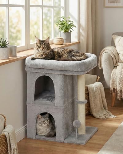 Aechonow Cat Tree for Large Cat, 2 Cozy Cat Condo House for Large & Fat Cats - Image 2