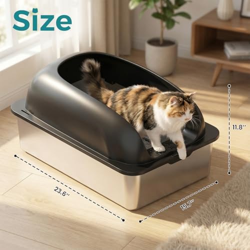 OLIXIS Stainless Steel Large Cat Litter Box - Image 5