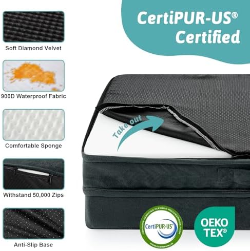 COZY KISS Orthopedic Dog Bed for Medium Small Size Dogs, L Shaped 30x20 in - Image 5