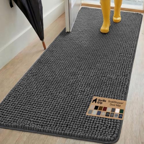 GORILLA GRIP SoakSTOPPER Dog Door Mat, Machine Wash and Dry, 70x24 Charcoal by GorillaGrip