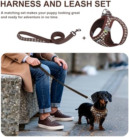 AIITLE Step in Medium Dog Harness and Leash Set, Pet Vest, Chocolate M - Image 6