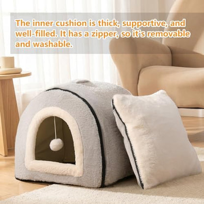 Cat Bed for Indoor Cats，Foldable cat cave，Anti-Slip & Water-Resistant - Image 4