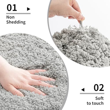 Disolla Gray Bathroom Rugs 24x48, Microfiber Non-Slip Plush Thick Bath Mat - Image 4