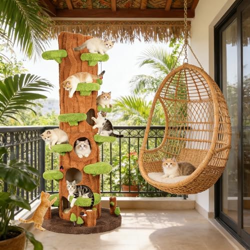 NUNU LAB Large Cat Tree for Indoor Cats – Multi-Level Solid Wood - Image 2