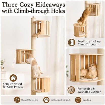 Floor to Ceiling Cat Tree, Adjustable 8.2-9.9 ft Tension Cat Tower - Image 6