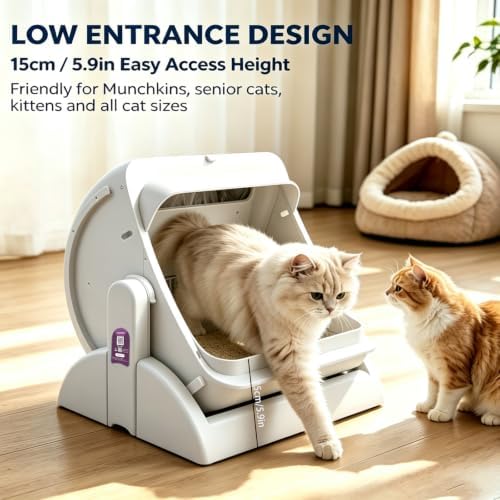 Self Cleaning Litter Box, Open Top Automatic, Cream White - Image 4
