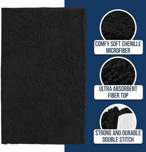 Muddy Mat Chenille Bathroom Rugs Quick Dry Microfiber Mats Non Slip Washable - Image 2