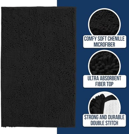 Muddy Mat Chenille Bathroom Rugs Quick Dry Microfiber Mats Non Slip Washable - Image 2