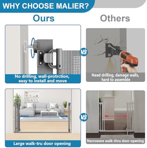 Malier Retractable Dog Gate, 29-42" No Drilling Pressure Mounted Mesh Dog Gate - Image 2