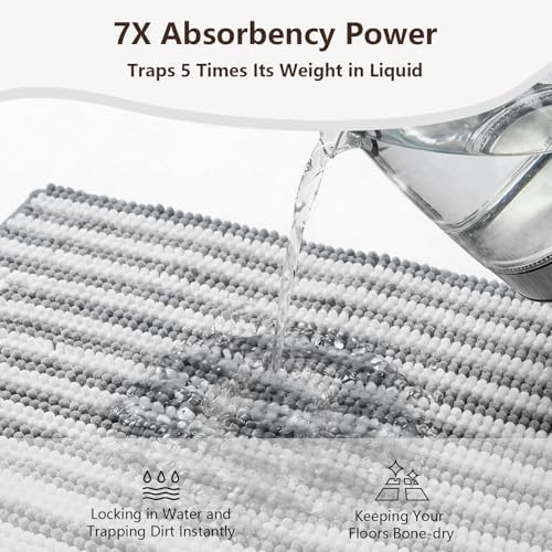 Chenille Bathroom Rug Non Slip Washable, Absorbent Bath Mat - Image 5