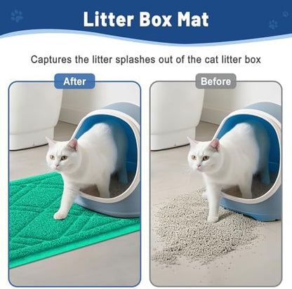 Smiry Cat Litter Box Mat 36x24, Non-Slip Water Resistant Litter Trapping Mat - Image 4