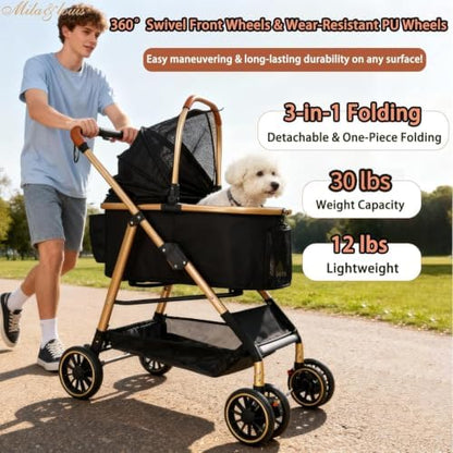 MILA&LOUIS Dog Stroller, Lightweight & Stylish Pet Stroller - Image 4